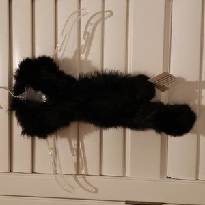 Black Genuine Rabbit Fur Scarf